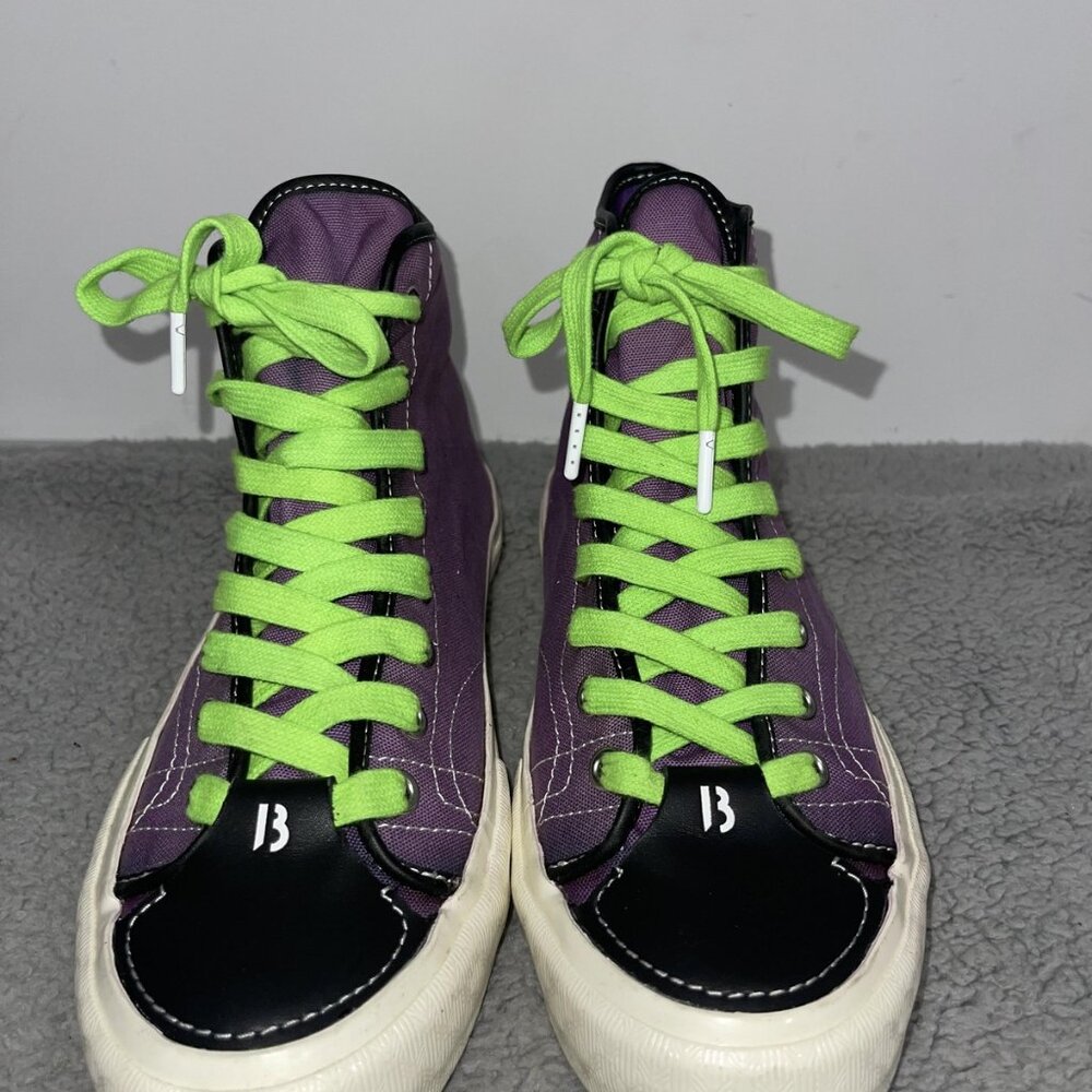BYREDO Shoes Mens Size 10 Purple Canvas High Top Green‎ Laces Athletic Sneakers